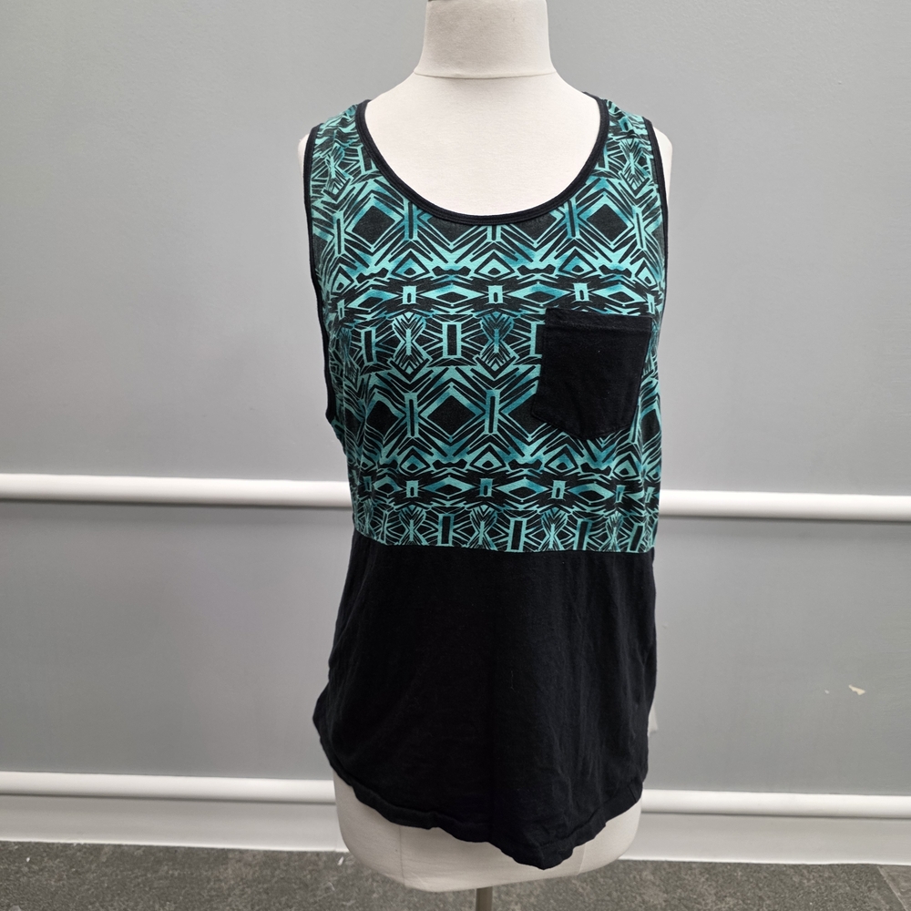 Aeropostale Black and Teal Men's Tank Top